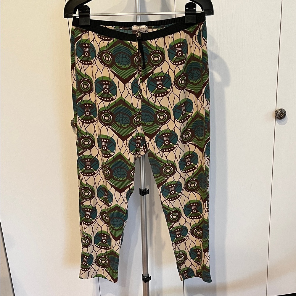Marni by H&M Green Multi-Pattern Silk Cropped Pants